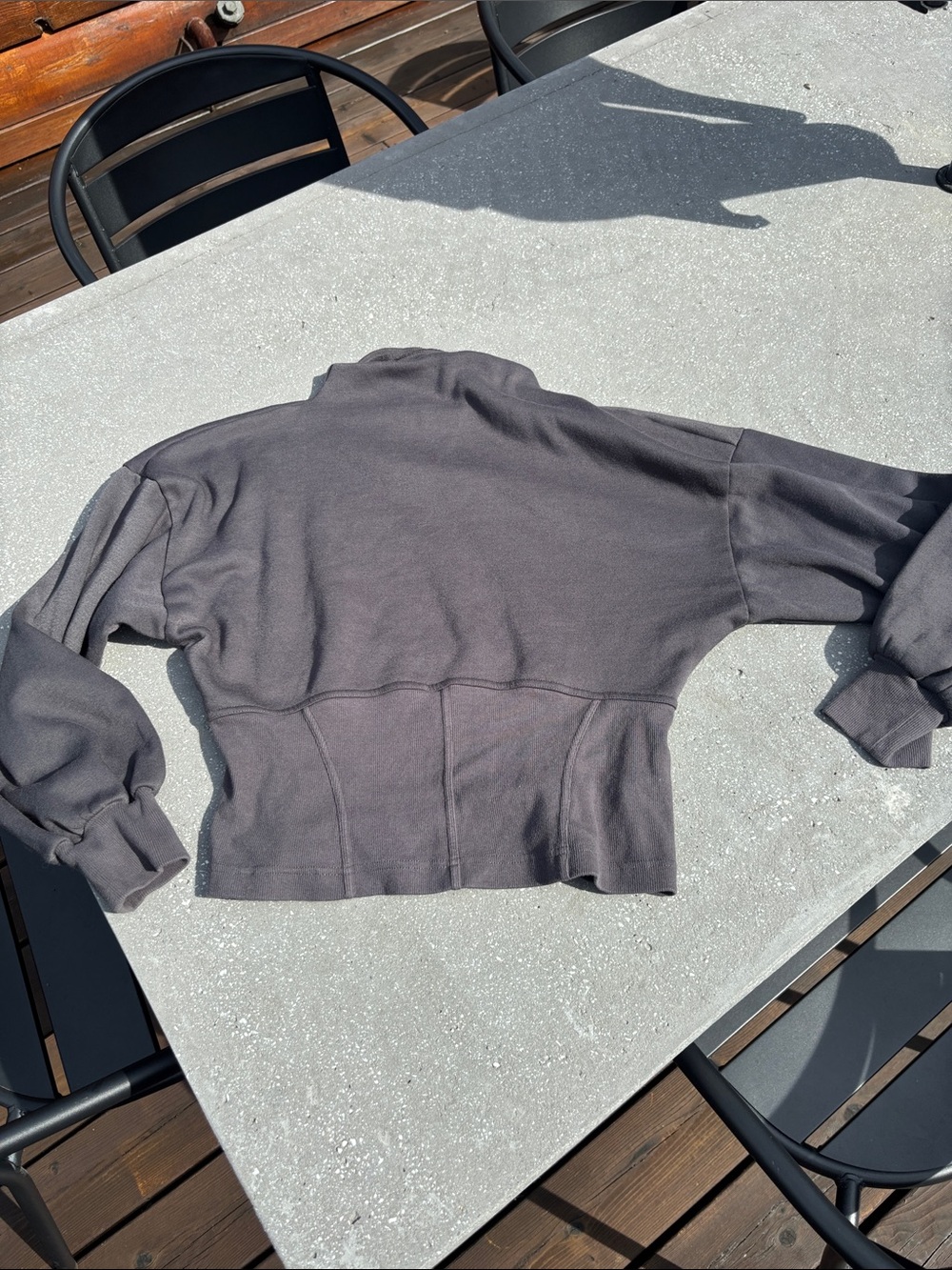 Anthropologie Charcoal Sculpted-Waist Funnel Neck Sweatshirt